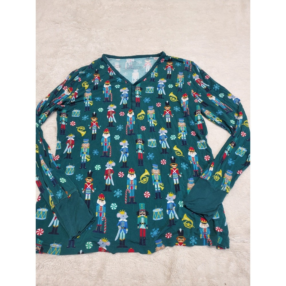 Little Sleepies Green Nutcracker Christmas Bamboo Pajama Top Pant Set Men Medium